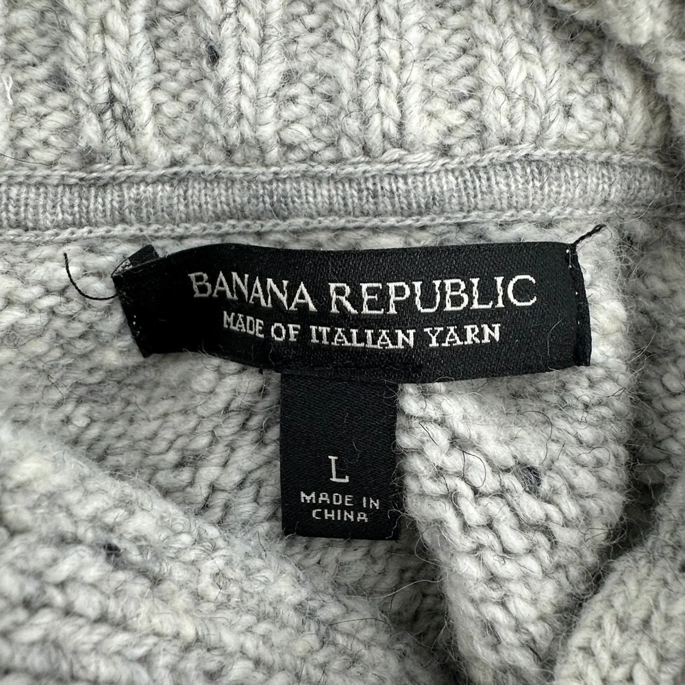 Banana Republic Toggle Mock Neck Sweater Fisherman Chunky Knit Rustic Mens L